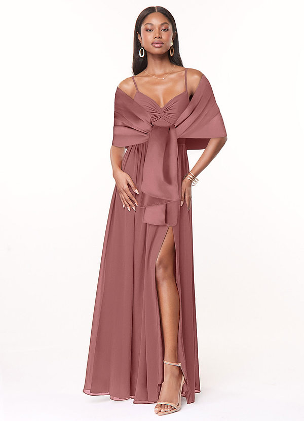 front Azazie Matching Color Aleena Matte Satin Shawl