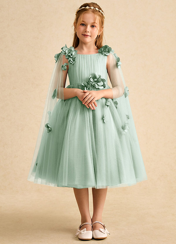 Azazie Staria Blumenkinder Kleider Ballkleid Gestreift Tüll Kleid Agave image1