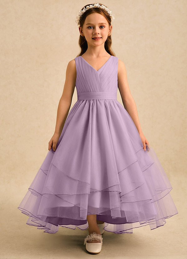 Azazie Seraphina Vestidos de arras Vestido Glicinia de Tul de Corte en A con Plisado image1