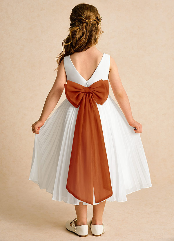 Azazie Margot Flower Girl Dresses Ivory Paprika A-Line Pleated Chiffon Dress image1