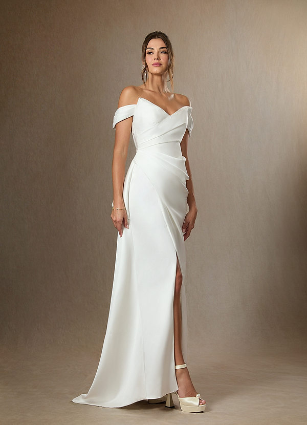 Azazie Kalise Wedding Dresses Diamond White Mermaid Strapless Double Faced Satin Dress image1