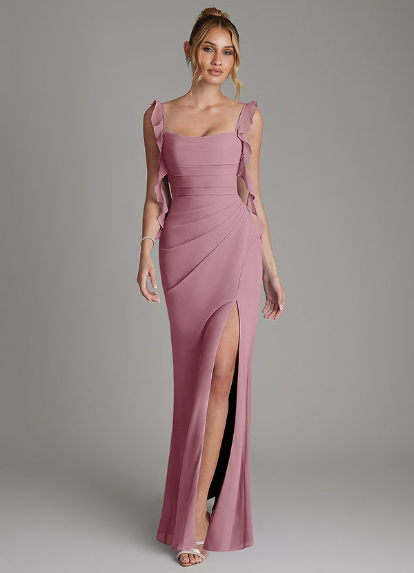 Azazie Jessamine Bridesmaid Dresses Vintage Mauve Mermaid Corset Chiffon Dress image1