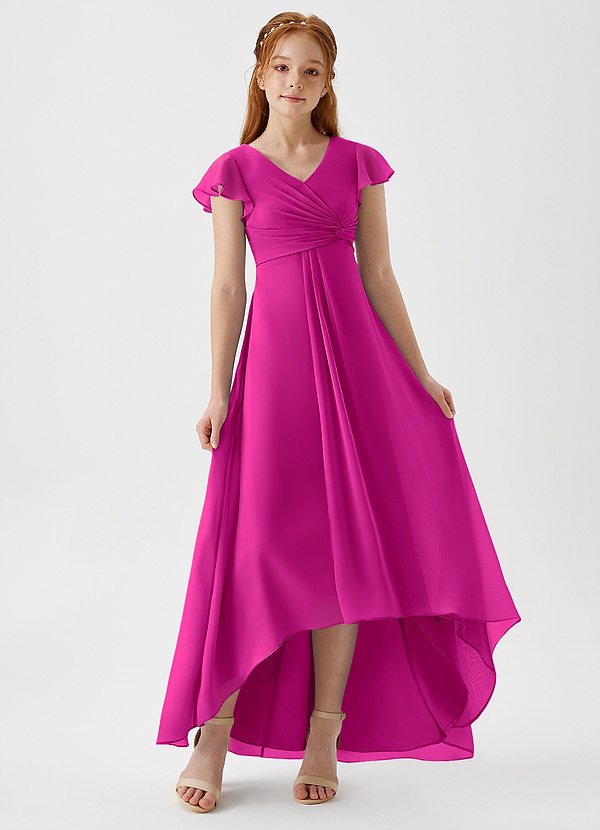 Azazie Breanne Junior Vestido de Fucsia de Gasa de Corte En A image1