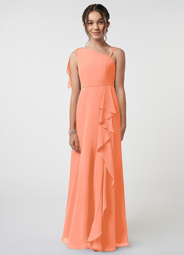 Azazie Aidy Junior Sunset A-Line Bow Chiffon Dress image1
