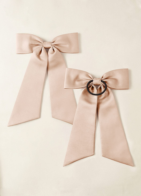 front Matching Color Matte Satin Bow Hair Tie Set