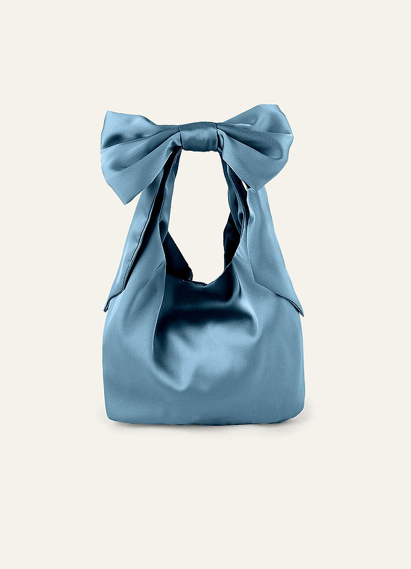 front Matching Color Stretch Satin Bow Handbag