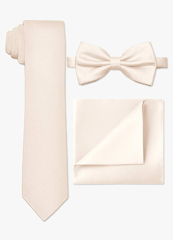 front Matte Satin Skinny Tie & Bow Tie & Pocket Square Set