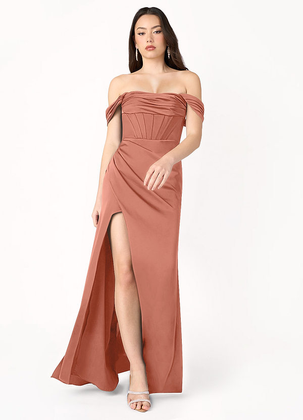 Jennie Copper Off Shoulder Maxi Dress image1