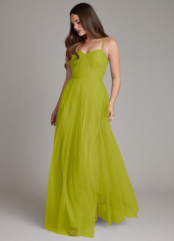 Azazie Teagan Bridesmaid Dresses Lemongrass A-Line Sweetheart Neckline Tulle Dress image1