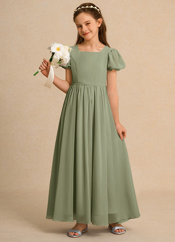 Azazie Lilia Girls Formal Blumenkinder Kleider A-Linie mit ärmel Chiffon Kleid Pistazie image1