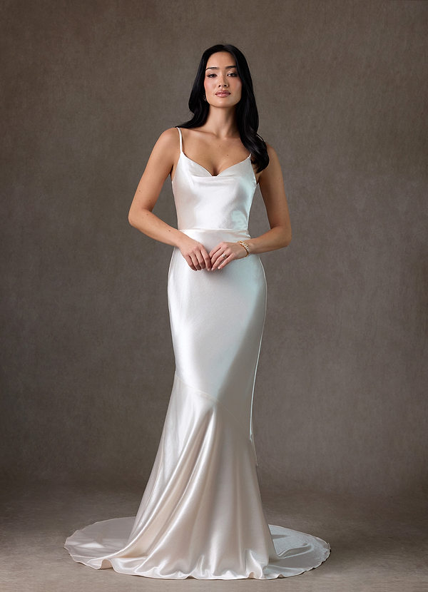 Azazie Kayla Wedding Dresses Antique White Mermaid Charmeuse Dress image1