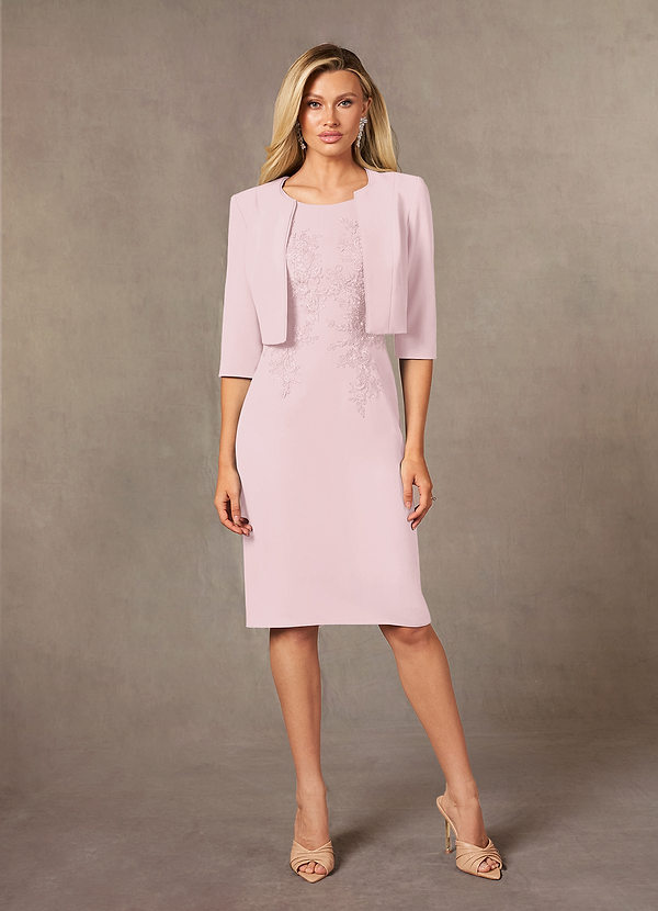 Azazie Ryne Mother of the Brides Dresses Blushing Pink Sheath Lace Dress image1