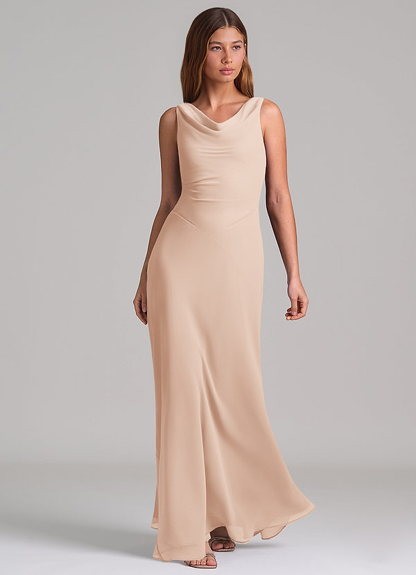 Azazie Nerine Brudtärneklänningar Klä av A-Linje i Chiffong Plisserad Engelsk Ros image1