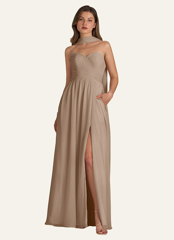 front Azazie Chiffonschal in passender Farbe