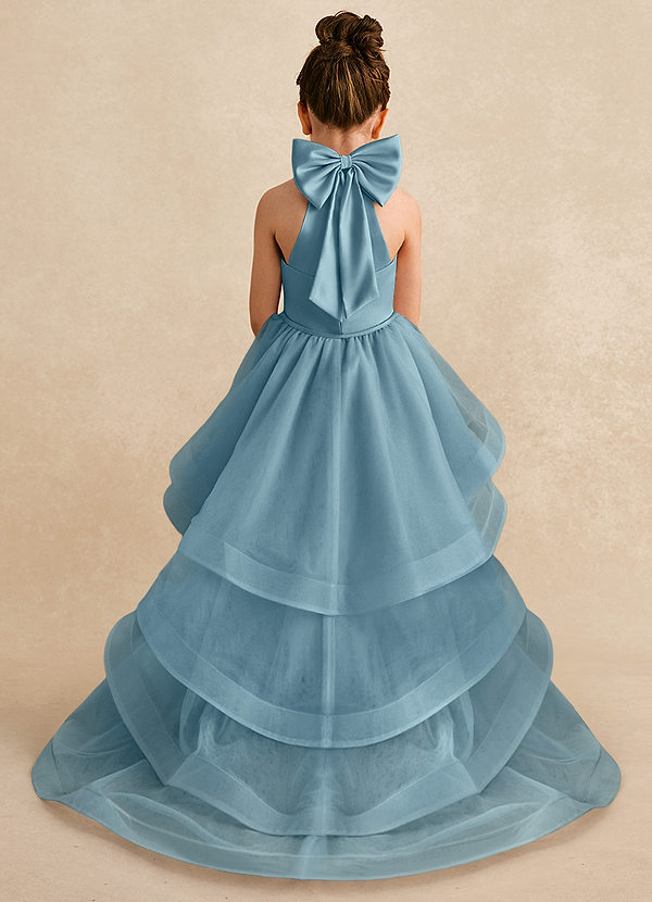 Azazie Bev Flower Girl Dresses Moody Blue A-Line Convertible Tulle Dress image1