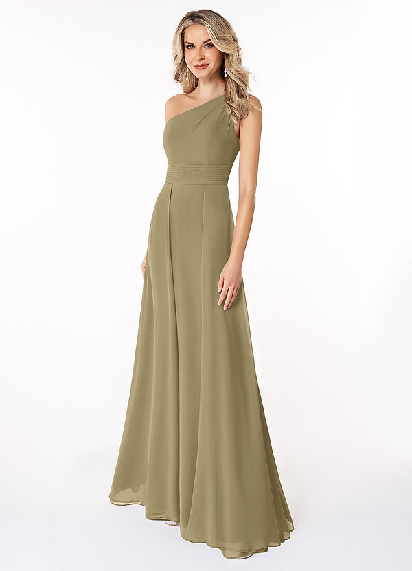 Azazie Dallas Bridesmaid Dresses Moss Green A-Line One Shoulder Chiffon Dress image1