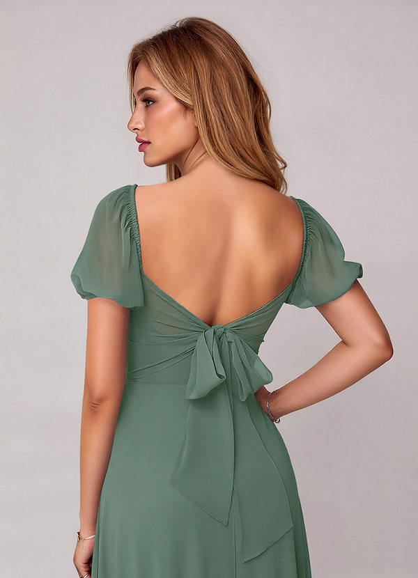 Azazie Fatima Brautjungfernkleider A-Linie mit Taschen Chiffon Kleid Eukalyptus image1