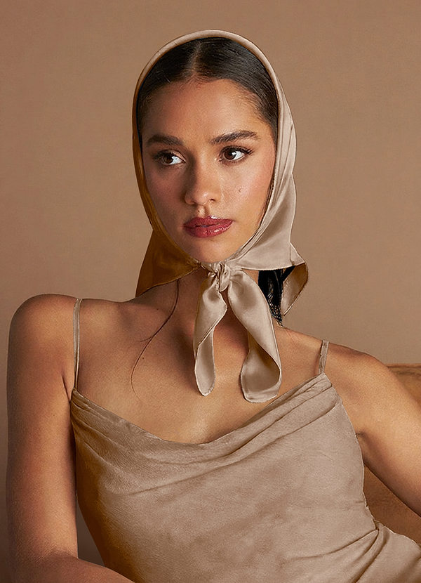front Matching Color Stretch Satin Scarf