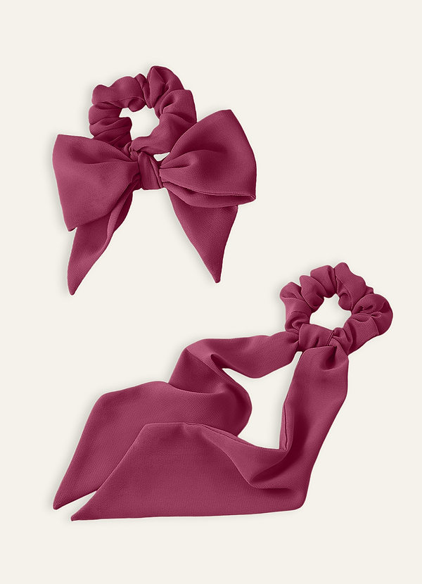 front Matching Color Chiffon Multiway Hair Scarf Scrunchie Set 2Pack