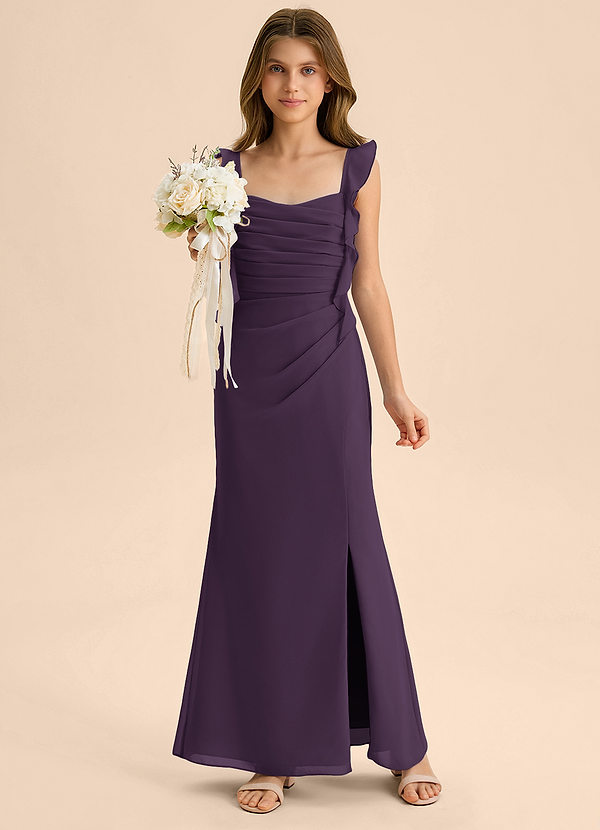 Azazie Jessamine Junior Plum Mermaid Sweetheart Neckline Chiffon Dress image1