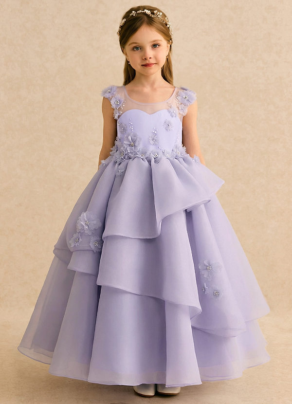 Azazie Mimie Flower Girl Dresses Lavender Ball-Gown Sweetheart Neckline Organza Dress image1