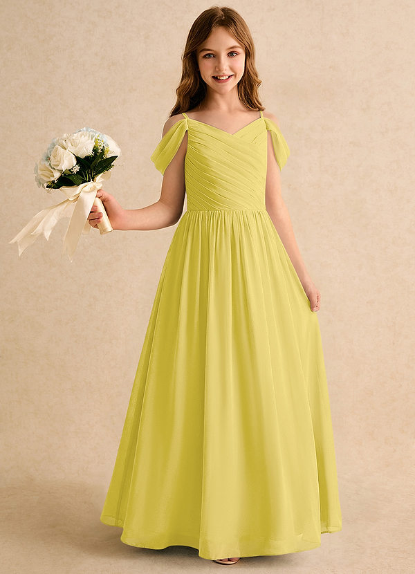 Chelo Girls Formal Flower Girl Dresses Canary A-Line Pleated Chiffon Dress image1