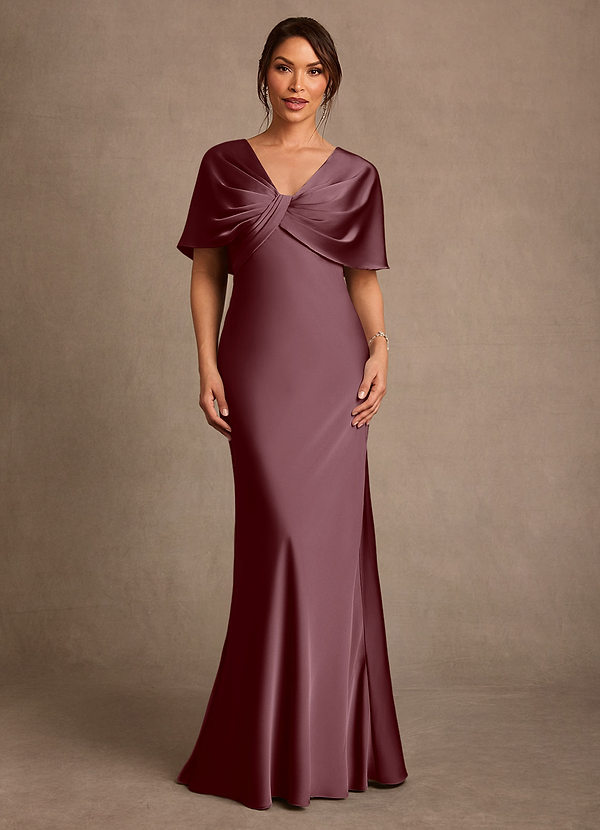 Azazie Dosia Suknie dla Matki Panny Młodej Osłona Pofałdowany Satyna elastyczna Długość podłogi Sukienka image1