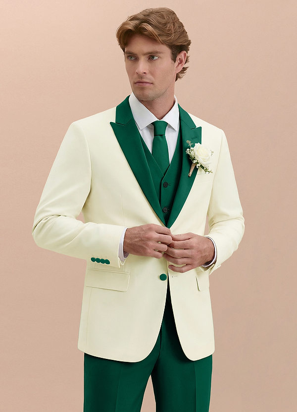 front Adrian Emerald Shawl Lapel Structured Stretch Tuxedo Jacket