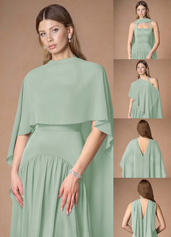front Azazie Matching Color Chiffon Multiway Cape