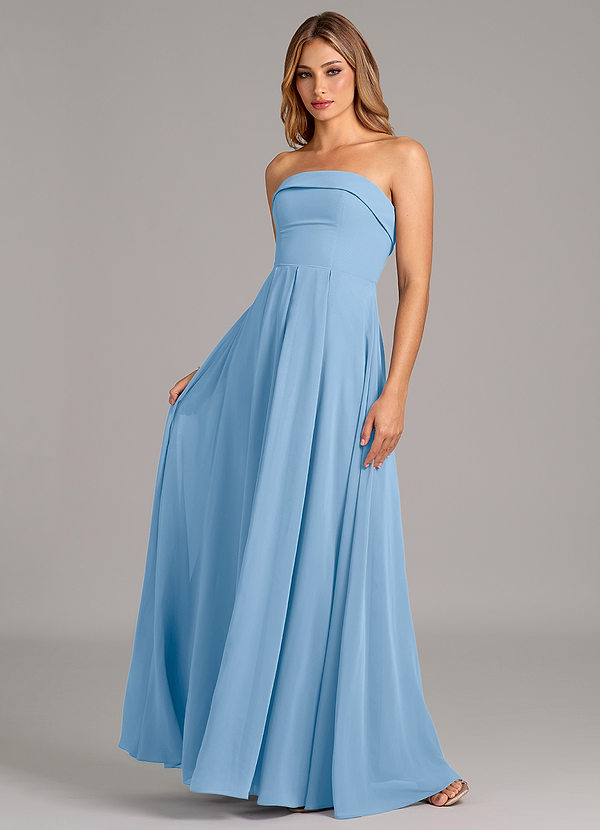 Azazie Lucienne Bridesmaid Dresses Powder Blue A-Line Strapless Chiffon Convertible Dress image1