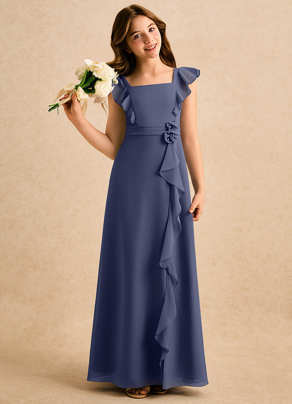 Azazie Soso Girls Formal Sukienki dla dziewczynek sypiących kwiaty Linia A Pofałdowany Szyfon Długość podłogi Sukienka image1