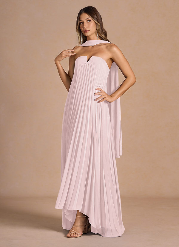 Nahla Powder Pink Allover Pleated Maxi Dress image1