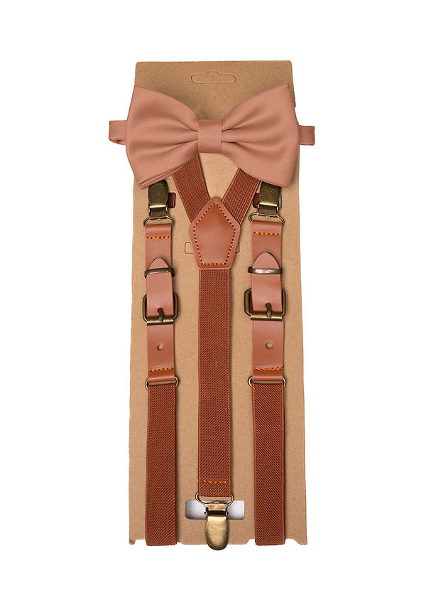 front Matching Matte Satin Pre-Tied Bow Tie & Suspenders Set