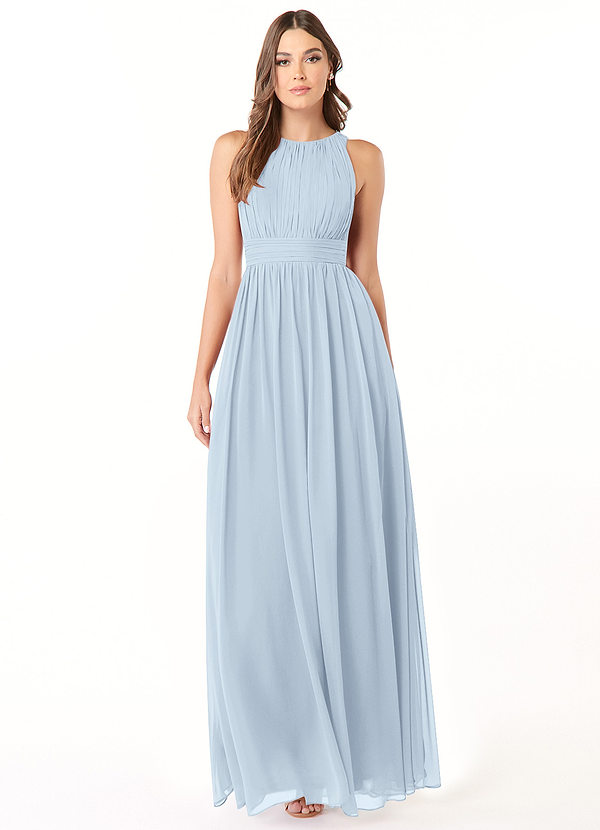Azazie Luz Bridesmaid Dresses A-Line Lace Chiffon Floor-Length Dress image1