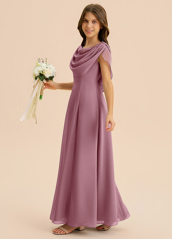 Azazie Lambie Junior Vintage Mauve A-Line Pleated Chiffon Dress image1