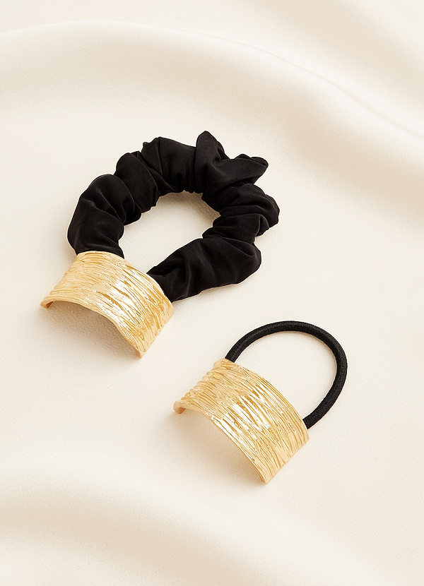 front Gold Metal Accent Scrunchies