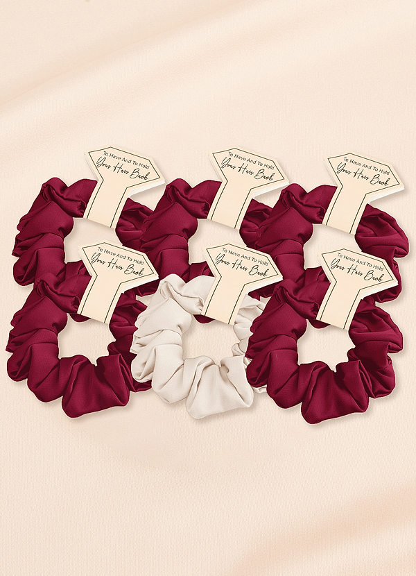 front Conjunto De Coleteros De Tamaño Regular De Satén Elástico Para Dama De Honor De Seis Piezas De Colores A Juego