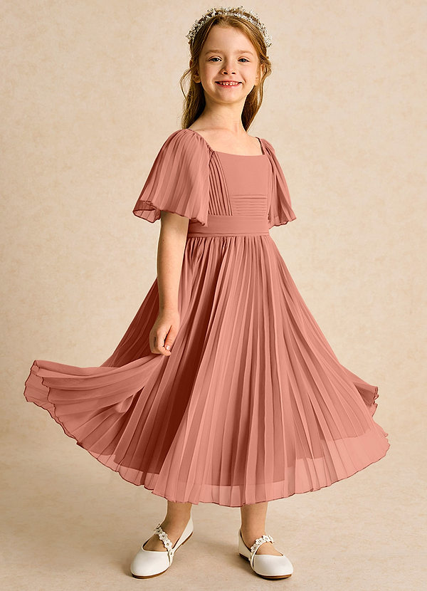 Azazie Gisele Abiti da Ragazza di Fiori Abito A-Line in Chiffon Plissettato Più Tagliato image1