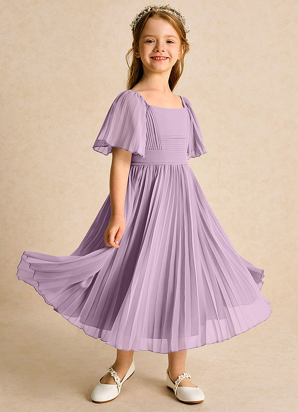 Azazie Gisele Abiti da Ragazza di Fiori Abito A-Line in Chiffon Plissettato Glicine image1