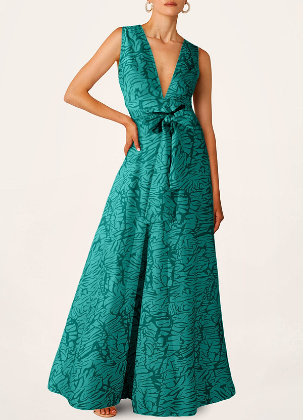 front Adorable Essence Green Print Maxi Dress