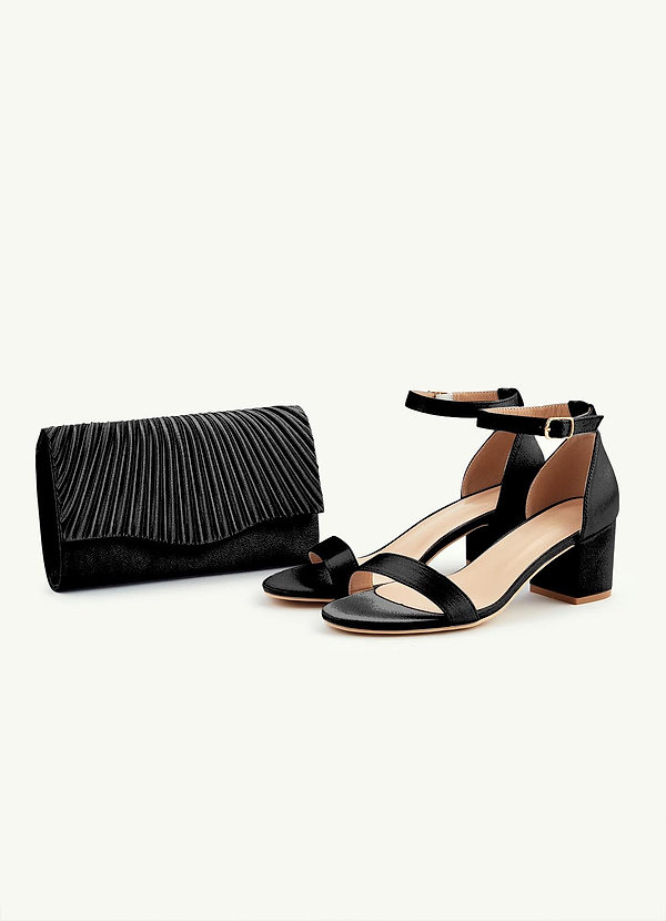 front Matching Color Metallic Satin Sandals Envelope Clutch Set