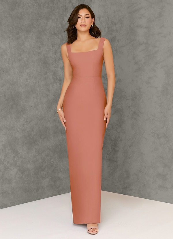 Azazie Flori Bridesmaid Dresses MAI TAI Sheath Square Neckline Chiffon Dress image1