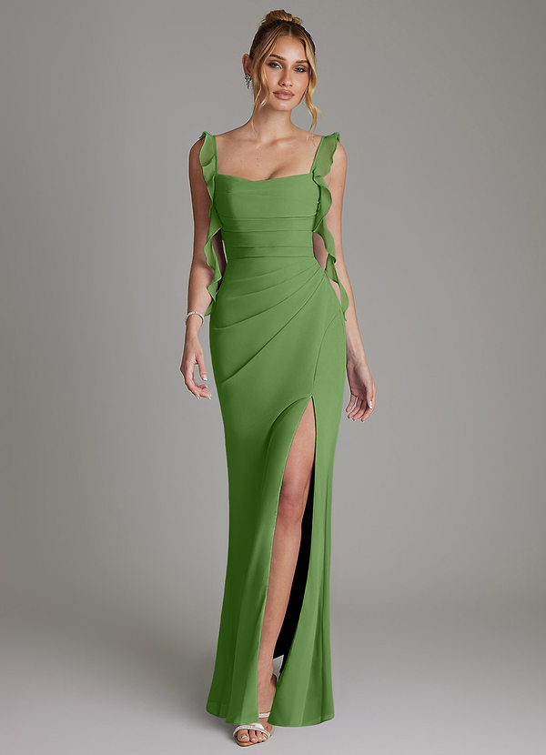 Azazie Jessamine Bridesmaid Dresses Basil Mermaid Corset Chiffon Dress image1