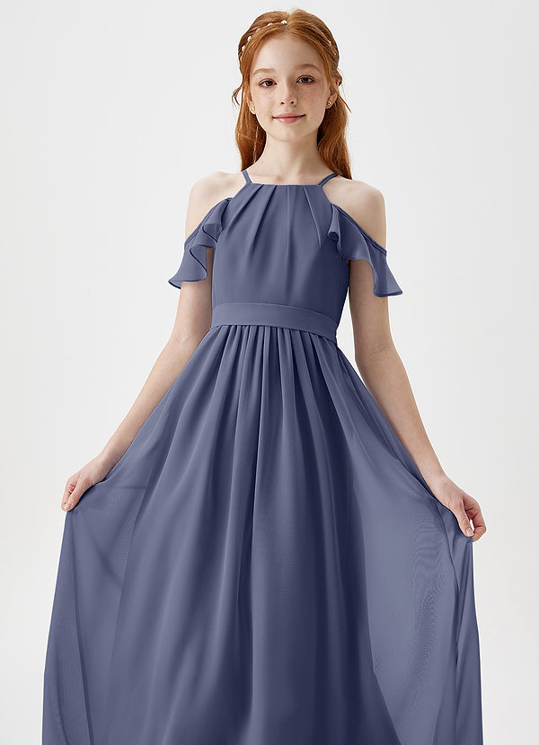 Azazie Chaya Junior Stormy A-Line Off the Shoulder Chiffon Dress image1