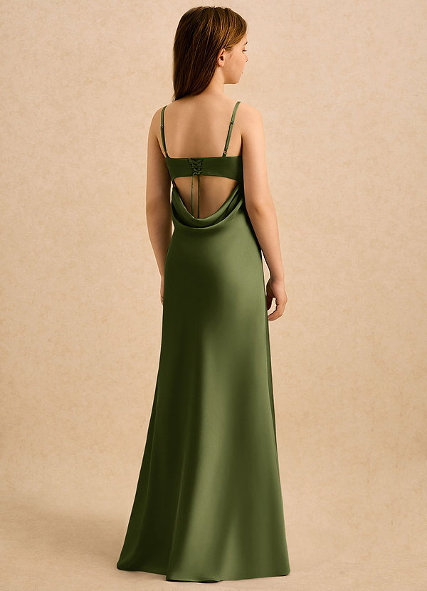 Azazie Mirabella Girls Formal Bloemenmeisjesjurken Kolom Jurk van Stretch Satijn Sweetheart Halslijn Olijf image1