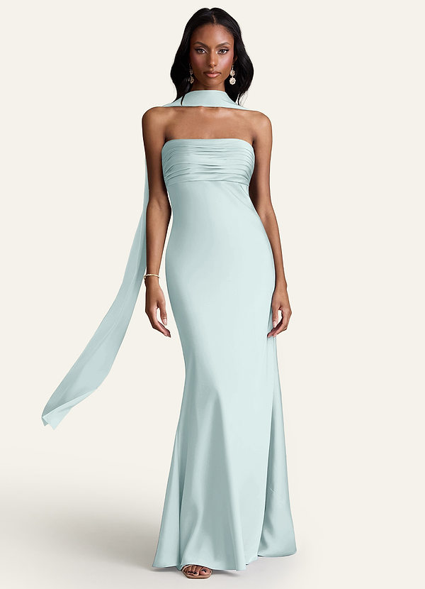 front Azazie Bijpassende kleur stretch satijnen sjaal