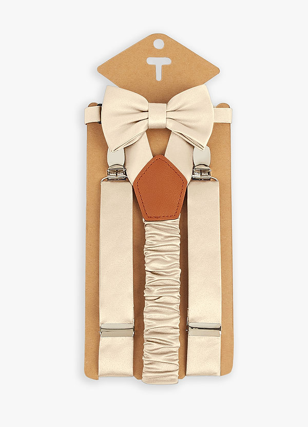 front Boy's Matching Matte Satin Bow Tie & Suspenders Set