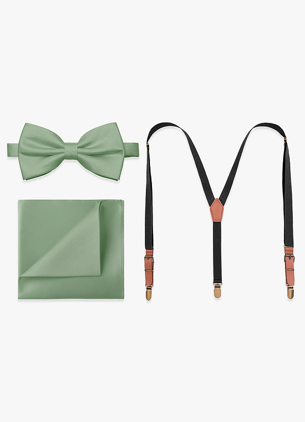 front Matching Bow Tie & Pocket Square & Suspenders Set
