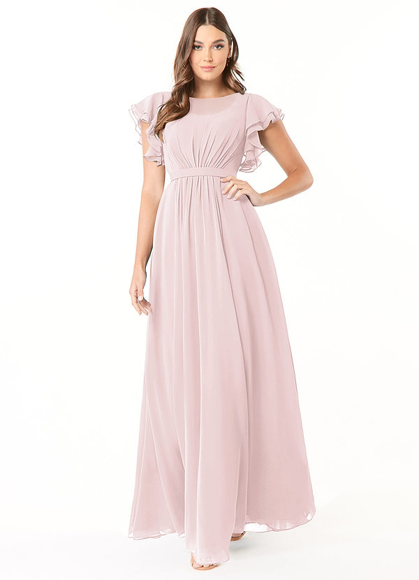 Azazie Daphne Schlichte Brautjungfernkleider A-Linie Gekräuselt Chiffon Bodenlänge Kleider image1