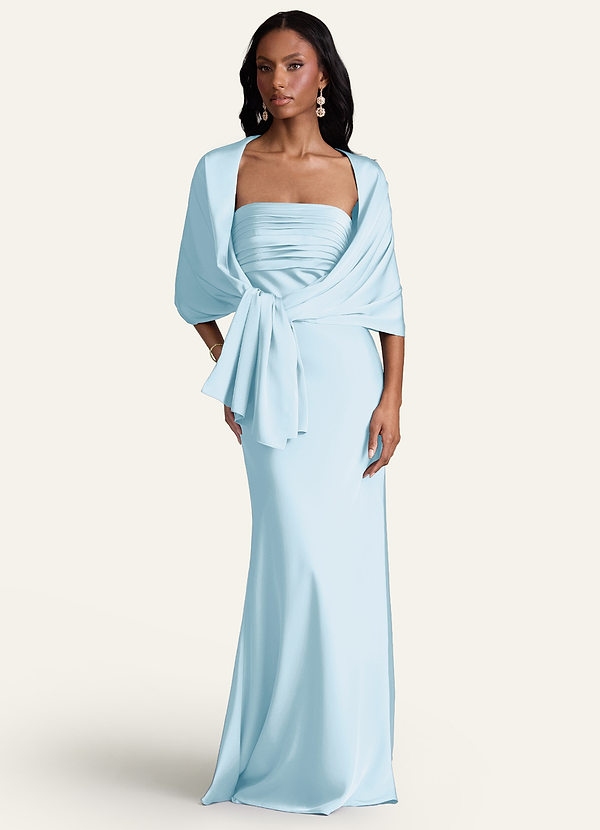 front Azazie Matching Color Aleena Stretch Satin Shawl